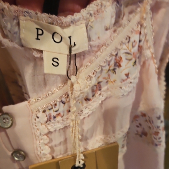 274 POL Soft Blush Lace-Trim Button Cami - Picture 10 of 12